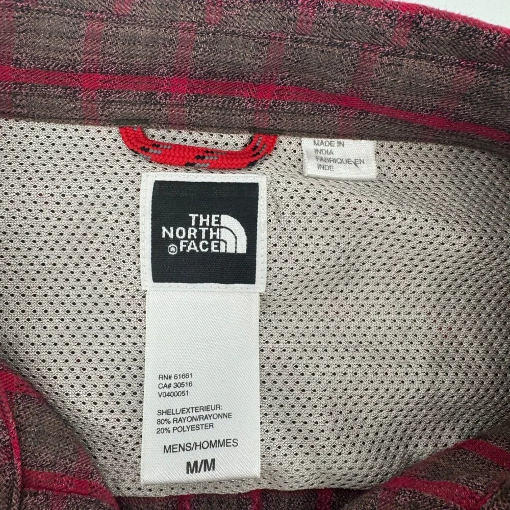 The North Face Mens Plaid‎ Button Up Shirt Medium M Brown Red Casual Outdoors
